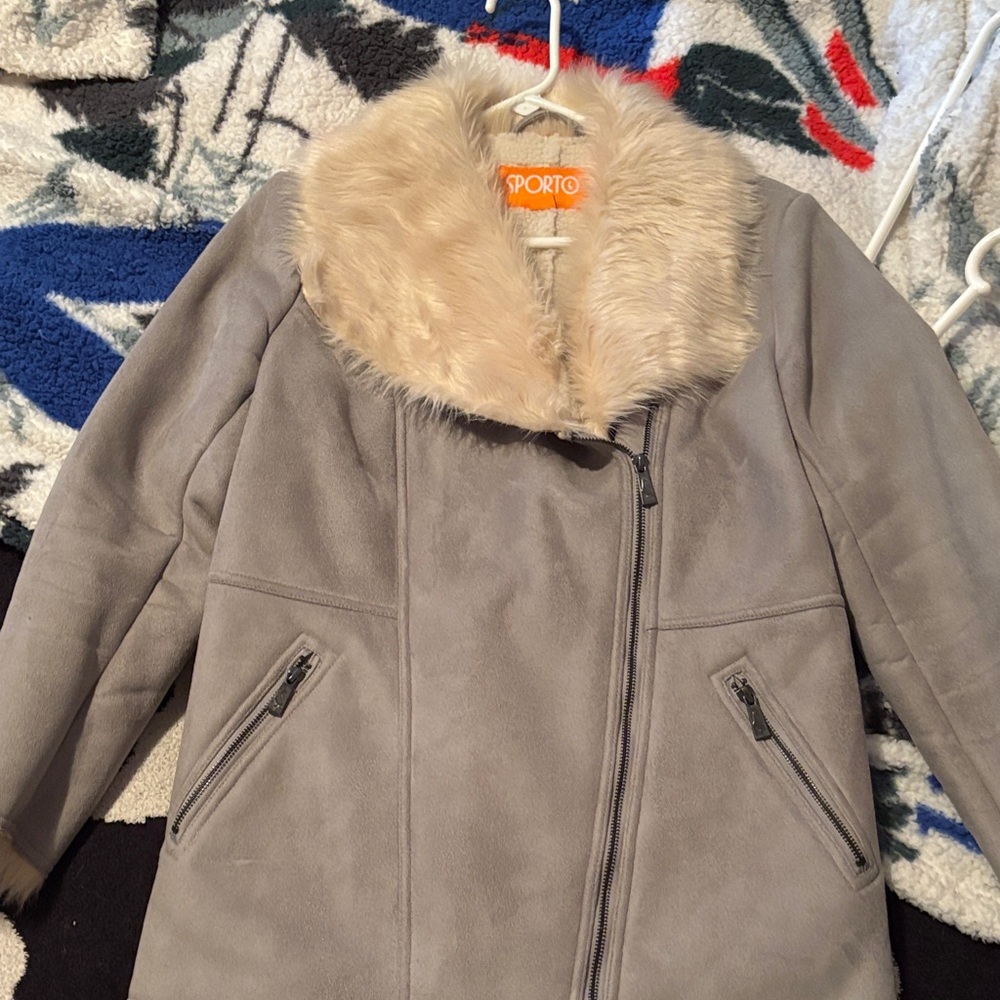 Sporto Women's Tan Faux Fur Collar Jacket